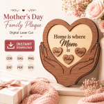 Mother's Day Gift for Mom | Personalized Wooden Sign Laser Cut File | Instant Download - Image 3
