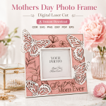 Mother's Day Photo Frame SVG | Mom Picture Frame Laser Cut File | Mother's Day Gift Template | CDR SVG PNG DXF PDF EPS | Digital Download - Image 3