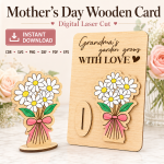 Mother's Day Gift for Mom | Wooden Greeting Card Laser Cut File | SVG DXF PDF EPS PNG CDR Download - Image 3