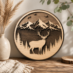 Mountain Deer Laser Cut File SVG | Layered Wildlife Wood Art | Deer Forest Wall Decor | 3D Multilayer SVG for Glowforge Cricut | DXF EPS PNG - Image 2