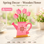 Spring Floral Decor Laser Cut File | Wooden Flower SVG | Farmhouse Decoration | Digital Download - Image 2