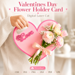 Valentine Gift Card Holder SVG | Flower Display Card Laser Cut File | Digital Download - Image 3