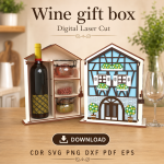 Wooden Wine Gift Box Template | Wine Bottle Holder SVG | Laser Cut File for Glowforge - Image 3