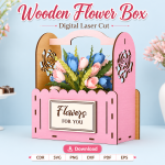 Wooden Flower Arrangement Box SVG | Laser Cut Gift Box Design | Digital Download - Image 3