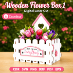 Flower Gift Box SVG | Wooden Floral Display Box | Digital Download | CDR SVG PNG DXF PDF EPS - Image 3
