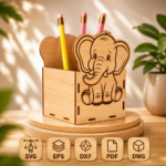 Cute Animal Pencil Holder SVG Bundle | Animal Desk Organizer Laser Cut Files | SVG DXF EPS AI PDF for Cricut & Glowforge - Image 2