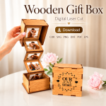 Photo Memory Box Laser Cut File | Wooden Love Gift Box SVG | Glowforge CNC Template - Image 3