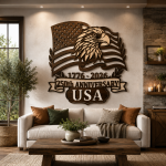 250th Anniversary USA Eagle Wood Wall Art, 1776-2026 Patriotic American Flag Decor, Layered Wooden Sign, Laser Cut Home Decor, Veteran Gif - Image 2
