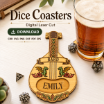 Dice Coaster SVG Bundle | Dungeons and Dragons Coasters Laser Cut File | Digital Download - Image 3
