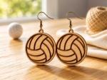 olleyball Gift for Her, Wooden Volleyball Earrings, Laser Cut Earrings, Volleyball Team Gift, Athlete Jewelry, Sports Fan Accessories - Image 2
