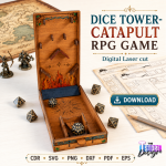 Dice Tower & Catapult SVG | DND Dice Launcher Laser Cut File | RPG Gaming Accessory Download - Image 3