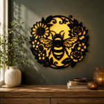 n khác: Bee Flower Wall Art SVG | Layered Laser Cut Bee Design | Glowforge CNC Wood Sign | Floral Mandala Digital File - Image 2