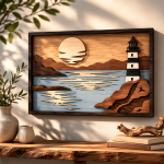 Lighthouse Layered Wood Art SVG | Ocean Sunset Laser Cut File | 3D Wooden Wall Hanging DXF PNG PDF EPS for Glowforge CNC 2. - Image 2