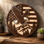 Bald Eagle American Flag Layered SVG | Patriotic Eagle Wood Sign Laser Cut File | USA Wall Art SVG | CNC DXF Laser Engraving | 3D Layered Wood Decor - Image 2