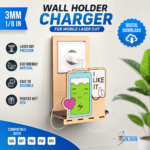 Wall Mounted Phone Charger Holder, Laser Cut Design, Mobile Phone Dock Station, Cable Holder Organizer Gift - Image 2