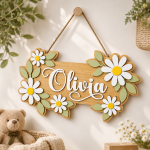 Cut Bundle Daisy Nursery Name Sign SVG Bundle | Custom Baby Girl Room Decor | Laser Cut Files SVG DXF EPS PDF CDR - Image 2