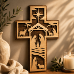 Layered Nativity Cross SVG Bundle | Religious Christmas Decor Laser Cut File | Christian Cross SVG DXF EPS PNG - Image 2
