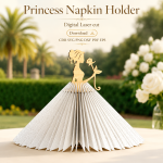 Princess Napkin Holder Laser Cut File | SVG Template | Digital Download | CDR SVG PNG DXF PDF EPS - Image 3