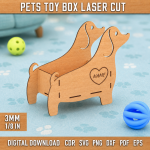 Pets Toy Box Laser Cut SVG Bundle | Dog Cat Toy Storage Box CNC Files | Wooden Pet Organizer DXF PDF EPS CDR PNG | Glowforge Ready Design - Image 2