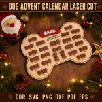 Dog Advent Calendar Laser Cut SVG, Christmas Dog Treat Countdown Calendar DXF, Pet Advent Box CNC Digital File - Image 2
