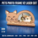 Pets Photo Frame Laser Cut SVG | Dog Cat Picture Frame CNC Files | Pet Memorial Photo Holder | Wooden Animal Frame Digital Download - Image 2
