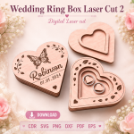 Wedding Ring Box 2 Laser Cut File | Ring Bearer Box SVG | Digital Download - Image 3