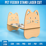 Pet Feeder Stand Laser Cut File | Raised Dog Cat Bowl Holder SVG | Wooden Elevated Pet Food Stand Template | CNC Digital Download DXF PDF EPS PNG CDR