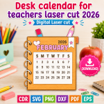 Teacher Calendar 2026 SVG | Desk Calendar Laser Cut File | Digital Download - Image 3