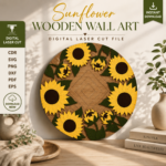 3D Flower Wall Art Laser Cut Files, SVG DXF PDF Bundle, Wooden Botanical Decor Template - Image 2