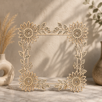 Floral Frame SVG for Laser Cutting, Sunflower Border Design, Wood Sign Frame Template, Glowforge CNC Cricut Files - Image 2