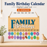 Family Birthday Calendar Laser Cut File | Birthday Reminder Board SVG | Digital Download - Image 3