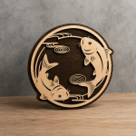 Koi Fish Laser Cut File SVG | Yin Yang Koi Wall Art SVG | Layered Fish Decor DXF EPS PNG | CNC Wood Sign Laser Cut Template - Image 2