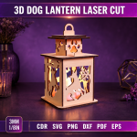 3D Dog Lantern Laser Cut SVG | Wooden Puppy Lamp Files | Pet Night Light CNC Template | Dog Lover Gift DXF EPS PDF Download - Image 3