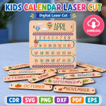Kids Calendar Laser Cut File | Montessori Calendar SVG | Digital Download - Image 6