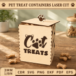 Pet Treat Containers Laser Cut Files | Dog & Cat Treat Jar SVG DXF PDF EPS | Wooden Pet Food Storage Box Template | Pet Snack Holder CNC Files - Image 2