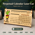 Perpetual Calendar SVG | Laser Cut Wooden Desk Calendar Template | Digital Download - Image 3