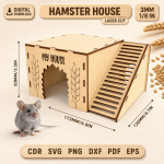 Hamster House Laser Cut SVG | DIY Wooden Pet Hideout | Small Animal Cage Decor DXF - Image 2