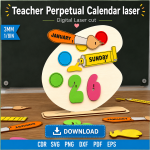 Teacher Calendar SVG | Perpetual Classroom Calendar Laser Cut File | Digital Download - Image 2