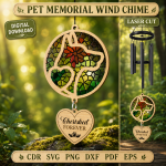 Pet Memorial Wind Chime SVG | Dog Cat Remembrance Laser Cut File | Rainbow Bridge Sympathy Gift Digital Download - Image 2