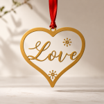 Love Heart Ornament, Romantic Christmas Ornament, Couple Gift, Personalized Holiday Decor, Laser Cut Love Keepsake, Gift for Her - Image 2