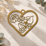 Floral Heart Ornament SVG, Laser Cut Heart Flower Design, Wooden Hanging Decor, Glowforge File, CNC DXF, Valentine's Gift SVG - Image 2