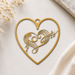 Music Heart Ornament SVG, Laser Cut Heart Music Design, Musical Wall Decor, Music Lover Gift, CNC Cut File, Glowforge SVG, Wood Laser Cut - Image 2