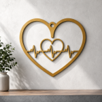 Laser Cut Heart ECG SVG File, Nurse Heartbeat Wall Art, Medical Sign Template, CNC Plasma Cut, Glowforge Cricut DXF PNG - Image 2