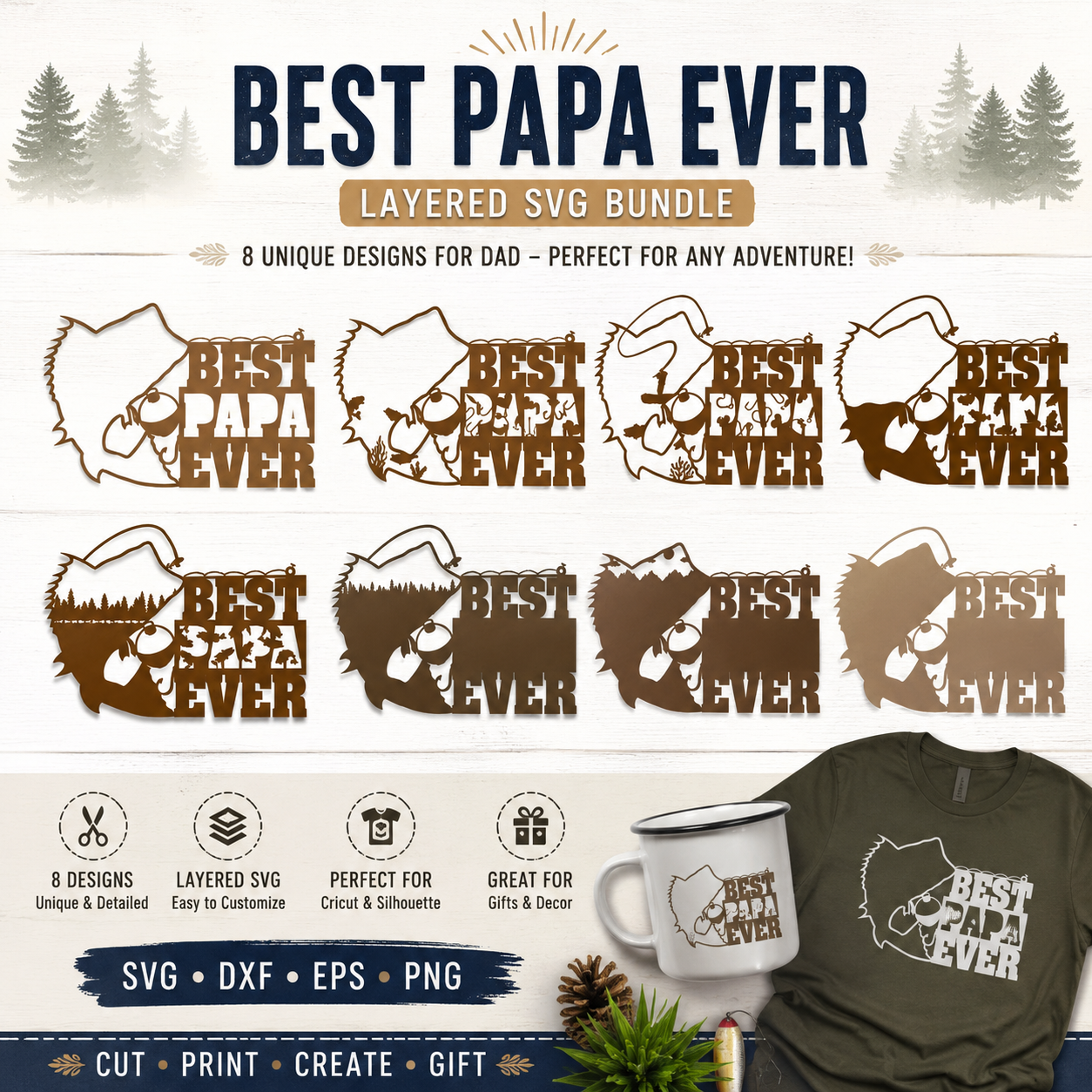 2 Best Dad Ever SVG Bundle | Father’s Day Gift SVG, Laser Cut Files, Cricut & Silhouette Designs, Wood Sign SVG, PNG DXF EPS - Image 1