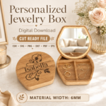Jewelry Box with Mirror Laser Cut Bundle, Wooden Vanity Organizer SVG, 3D Makeup Storage Box DXF, CNC Laser Cut Files - Image 3