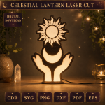 Starry Moon Night Light Laser Cut Files | Wooden Lantern SVG DXF Bundle | DIY Celestial Lamp CNC Glowforge Template - Image 2