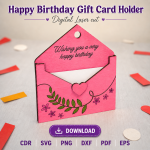 Birthday Gift Card Holder SVG | Happy Birthday Laser Cut File | Digital Download - Image 3