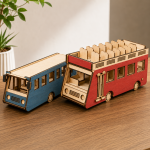 Wooden Bus Model Laser Cut Files | DIY 3D Bus Puzzle SVG | Glowforge xTool CNC | Plywood Craft Template | Instant Digital Download - Image 2