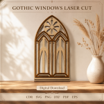 Gothic Windows Laser Cut SVG Bundle | 10 Cathedral Window Designs | Gothic Arch Wall Decor Files | Church Window CNC Pattern | CDR DXF PDF EPS PNG - Image 2