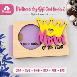 Mom Gift Card Holder SVG | Mother's Day Laser Cut File | Digital Download - Image 3